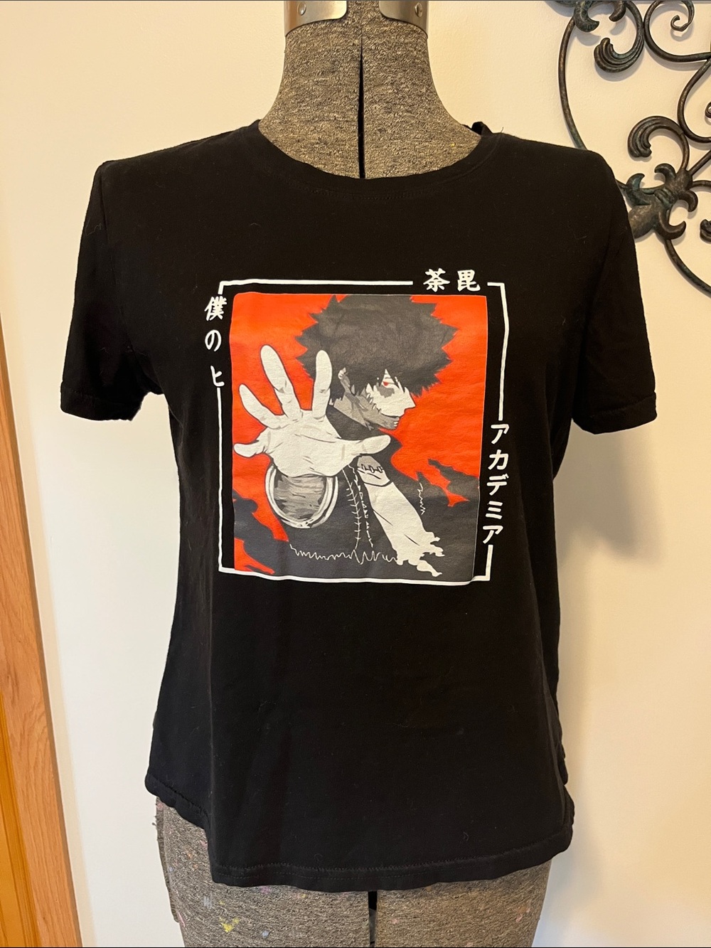 My Hero Academia Anime shirt, crop, black with graphic, M (estimated)